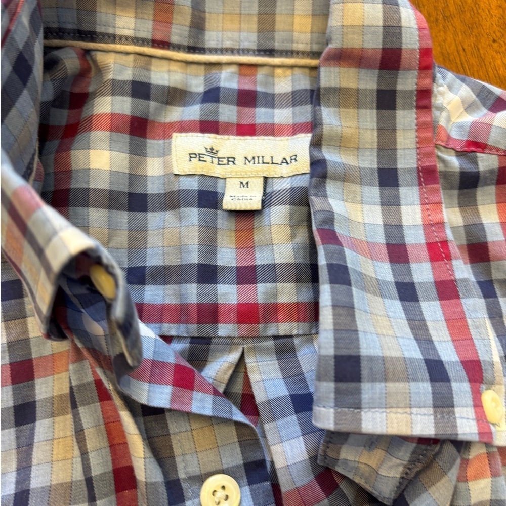 Peter Millar Multicolor Plaid Button-Down Shirt size medium great condition - Picture 2 of 5